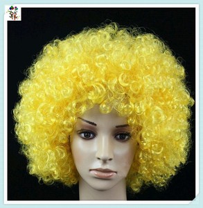 Fan dello sport Crazy Party <span class=keywords><strong>parrucche</strong></span> Afro ricci di colore giallo a buon mercato HPC-1130 - Product Image 4