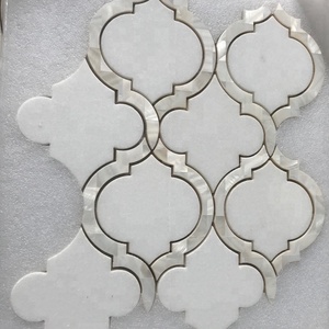Lantern Marble Waterjet Design Thassos Gạch Khảm Vỏ Trắng - Product Image 1