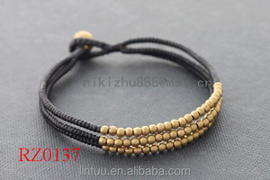 Pas cher noir cordon et en laiton inde perle <span class=keywords><strong>multicouche</strong></span> isolation perles pas cher personnalisé en laiton cloche bracelet - Product Image 5