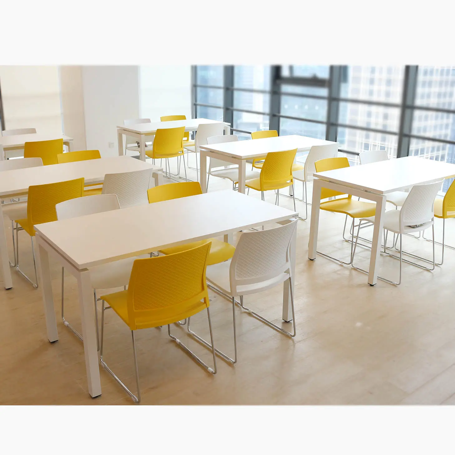 Anpassung Büro Kantine 4 Sitze Schreibtisch rechteckige Restaurant weiße Küche Esstisch