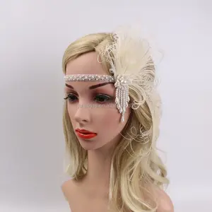 Винтажная повязка на голову Gatsby с перьями павлина