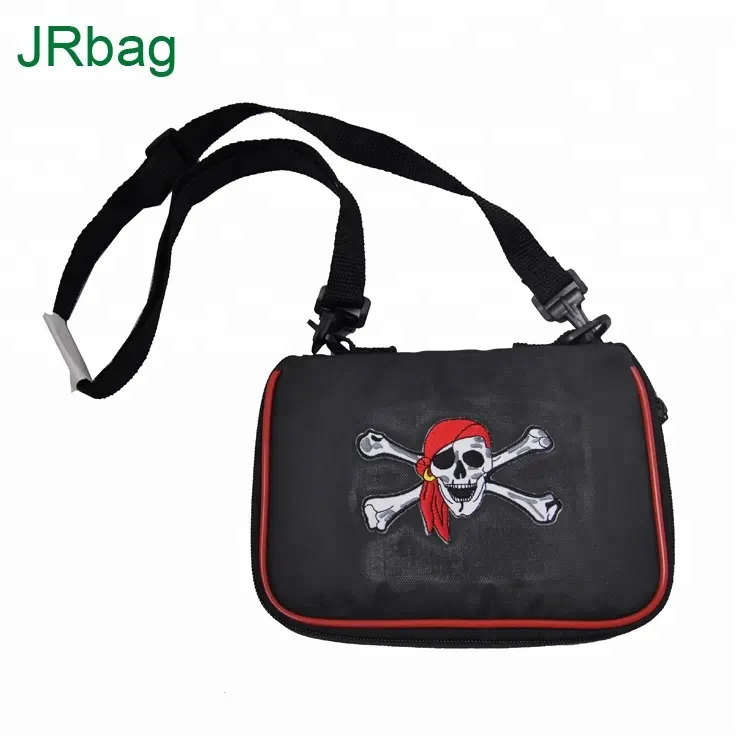 Black Small Pins Collector Bag Shoulder Bag Zipper Shoulder Belt Buckle Black or Customized 420D Polyester with Red Piping Jrbag