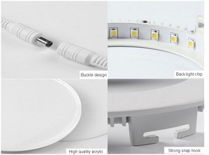 Moderna Lámpara LED de Panel Plano Empotrada Ultrafina Redonda para Techo, de Aluminio, 3W-36W, Precio de Fábrica, SMD, para Oficina Comercial - Product Image 3
