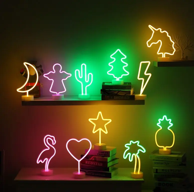 LED de mesa de luz de neón de escritorio luz forma de murciélago led luz de noche para niños dormitorio Decoración