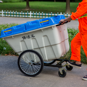 Ngoài Trời Đường Nhựa 400L Thùng Rác Có Thể Bụi Container Với Bốn Bánh Xe - Product Image 5