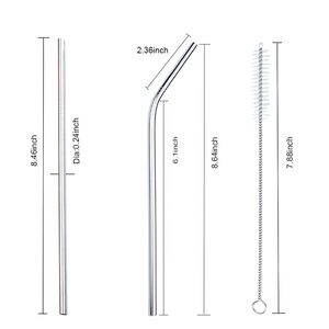 Cannuccia Riutilizzabile Portatile in Acciaio Inossidabile Ecologico con Punta in Gomma Curva - Product Image 2