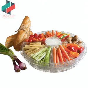 ZNK00002 BPA Free 4 Section Clear Plastic Appetizer Plates with Ice Serving Tray