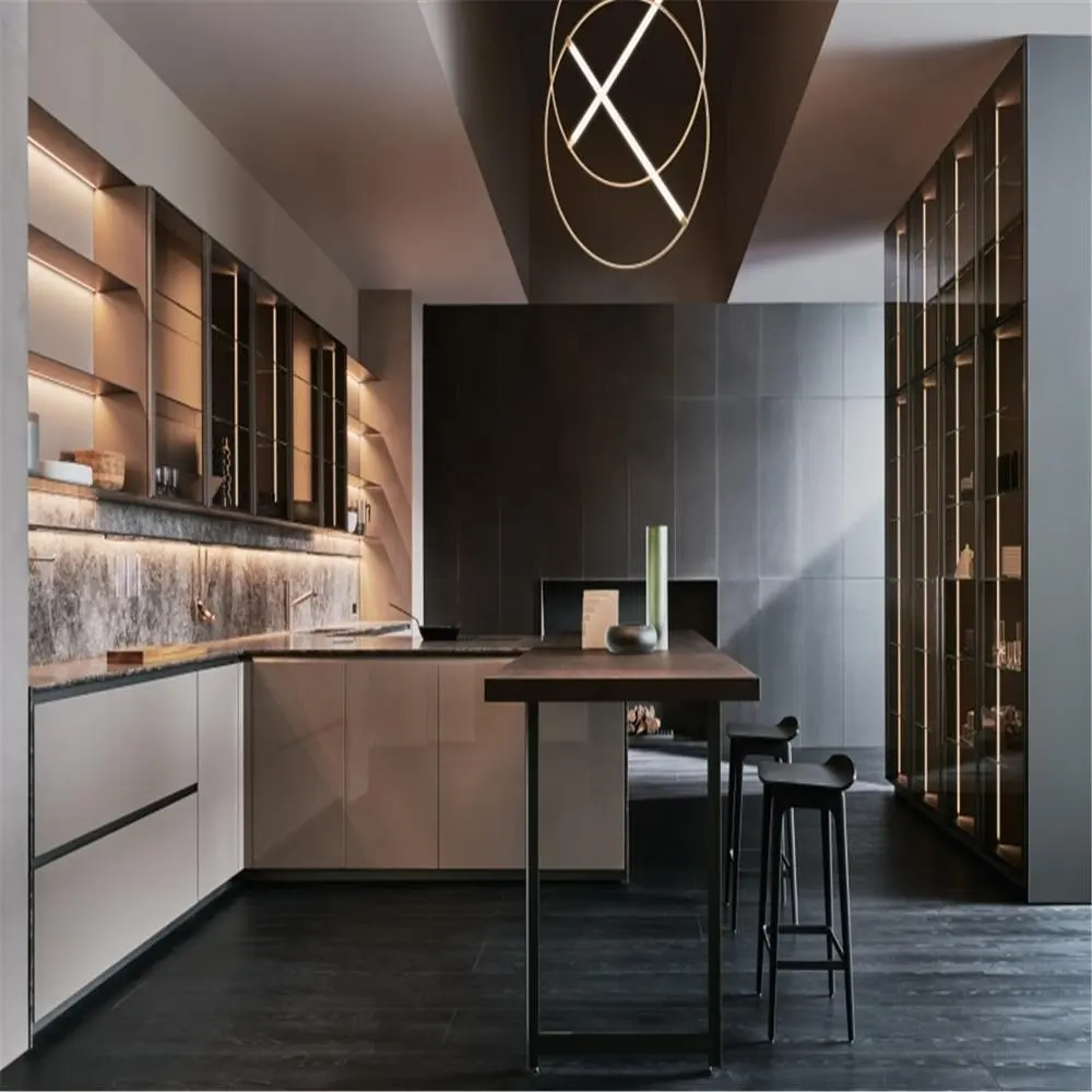 2023 Hangzhou Vermont Italia Kabinet Dapur Set Modular Kayu Mewah Rumah Tangga Dapur Pulau Modern