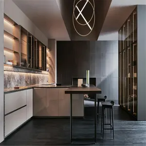 2023 hangzhou conjunto de armários de cozinha, itália, modular, madeira, luxo, casa, cozinha, ilha, moderna