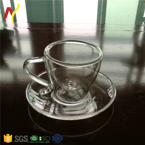 70 ml vaso <span class=keywords><strong>de</strong></span> vidrio <span class=keywords><strong>de</strong></span> doble pared taza y platillo - Product Image 4