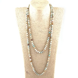 Collana etnica da donna di moda <span class=keywords><strong>gioielli</strong></span> tribali bohémien 6mm 60 pollici collana lunga annodata in pietra naturale <span class=keywords><strong>amazzonite</strong></span> - Product Image 1