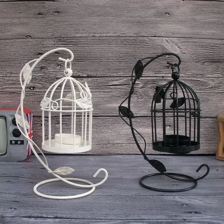 Birdcage Metalen Kaars Lantaarn Met Stand Tuin Storm Metalen Lamp Kaarshouder