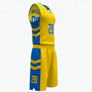 Günstigste Preis anpassen Blank Design gelb farbe beste basketball jersey design