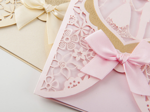 Del cuore del merletto di amore a forma di tema del taglio del laser di carta dell'invito di cerimonia nuziale - Product Image 5
