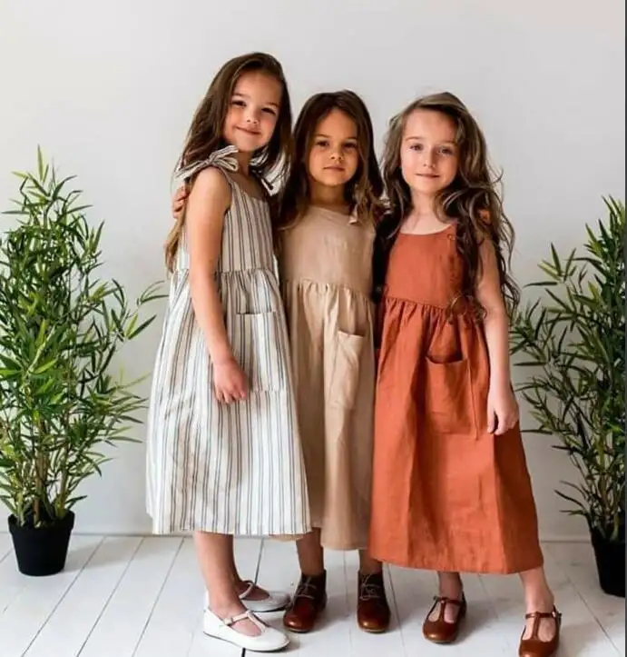 여자 드레스 Ins 유럽 및 미국 소녀 드레스 린넨 유아 어린이 여름 의류 캐주얼 패션 아기 소녀 옷