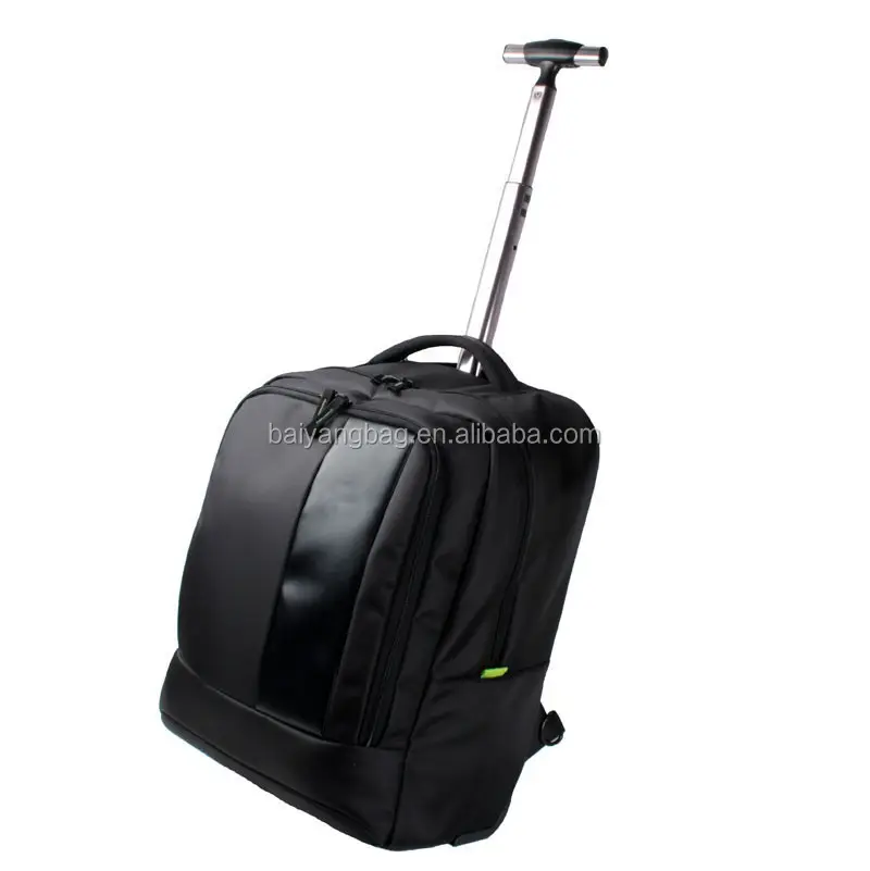 Yeni tasarım Unisex naylon arabası sırt çantası moda tekerlekli seyahat çantası su geçirmez pamuk okul kullanımı için kaplı