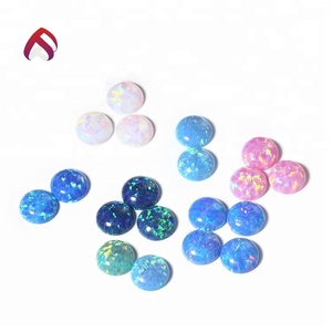 Venta caliente <span class=keywords><strong>verde</strong></span> o rosa suelta piedras preciosas de ópalo cabujón de ópalo sintético - Product Image 1