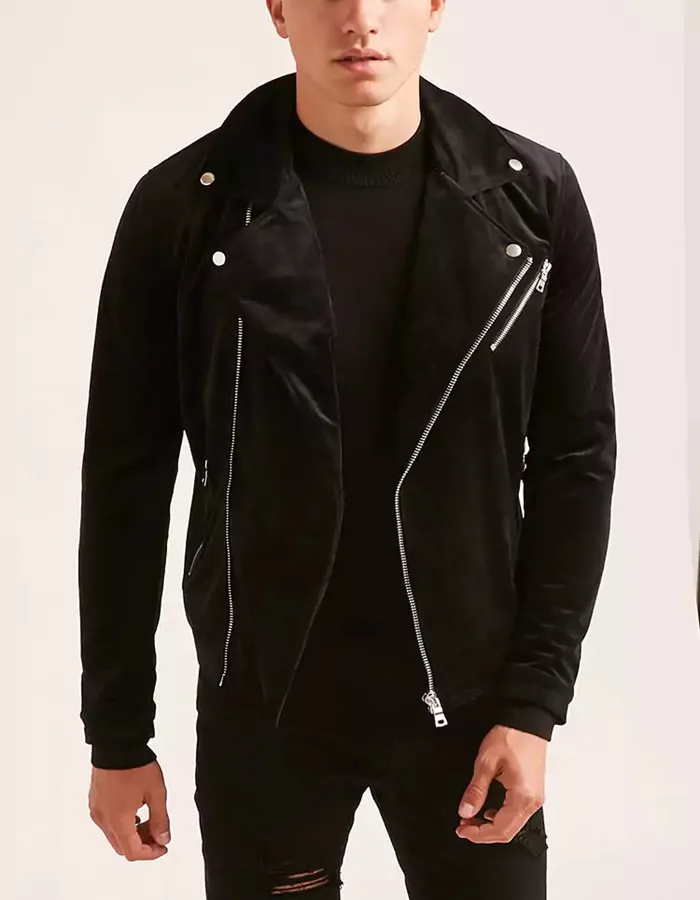 Riding Jacket Motorcycle For Men 2020 Custom Zip Up Fashion Black Velvet Warm Slim Fit Moto Jacket