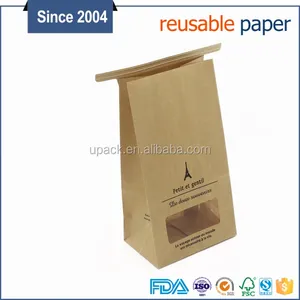 Material de papel marrón grano de café estaño empate bolsa de papel de embalaje de la torre eiffel