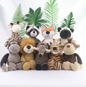 Floresta animal estatueta girafa de brinquedo de pelúcia boneca de pelúcia de animais selvagens da floresta elefante tigre leão leopardo de pelúcia brinquedo