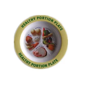 Colorful Print Cartoon Plastic Round Plate Fruit Dinner Bamboo Fiber Plate Melamine Plate Set