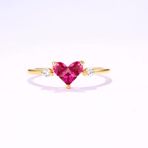 Bộ Trang Sức Vàng Thật Corundum Màu Đỏ Sang Trọng Đá Quý Trái Tim Bộ Trang Sức Vàng 14K Rắn - Product Image 5