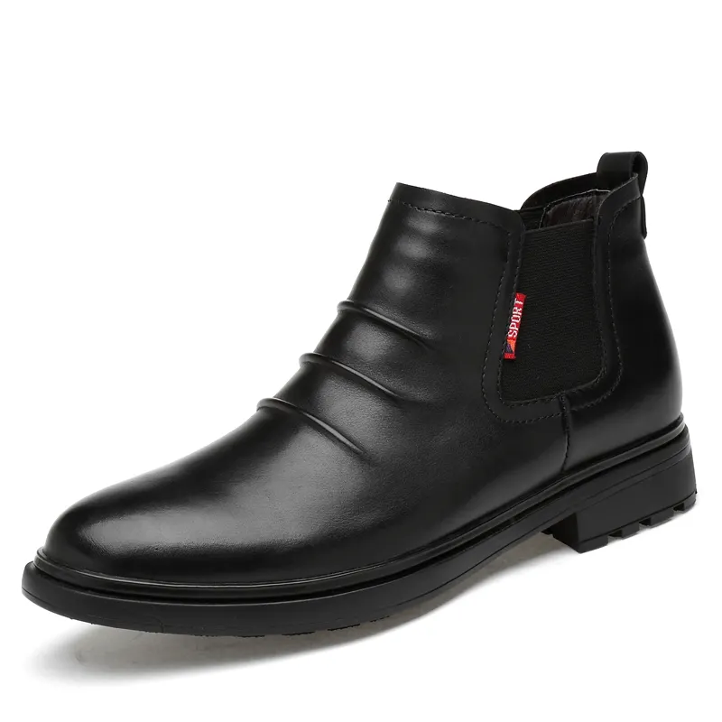 Ventes d'usine en cuir véritable homme chelsea bottes mode noir bottes confortables