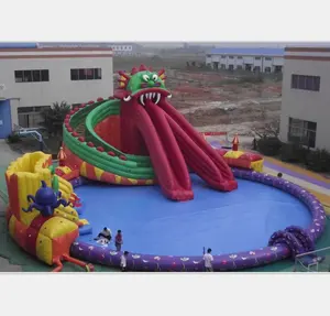 नई डिजाइन पशु बच्चों और वयस्कों के लिए स्विमिंग पूल, पानी खेलने पूल स्लाइड Aqau पार्क कूद trampoline