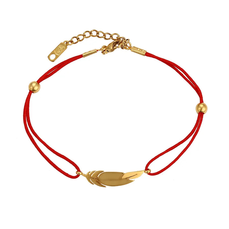 Pulseira vermelha artesanal feminina, corda vermelha dourada feita à mão 74704