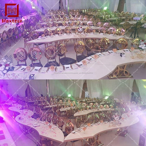 Moderno <span class=keywords><strong>de</strong></span> metal <span class=keywords><strong>de</strong></span> oro <span class=keywords><strong>de</strong></span> acero inoxidable media luna banquete mesas y sillas, - Product Image 2