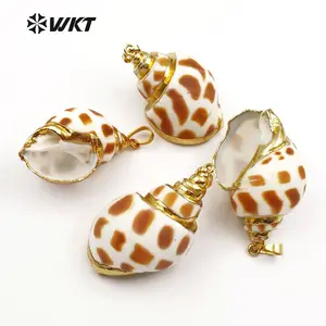 WT-P319 Mới! Thời Trang Vintage Shell Tự Nhiên Trumpetshelly Mặt Dây Chuyền Mạ Vàng 18K Vỏ Sò Biển Trang Sức Phụ Nữ