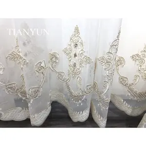 Chất Lượng Cao Thêu Trắng Sheer Vải Cửa Sổ Màn Hình Voile Tulle Rèm Cho Phòng Khách