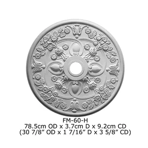 Material de poliuretano de alta densidad, hermoso molde decorativo de PU para medallón de techo, Rosa