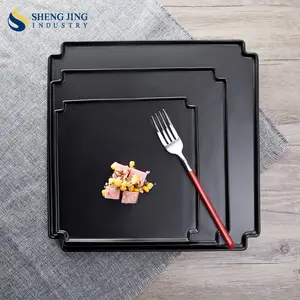 Special 8" 10" 12" Restaurant Porcelain Square Shape Black White Matte Flat Ceramic Tableware Serving Shallow Dinner Plate