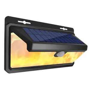 158 Led Solar Flame Light Motion Sensor Outdoor Waterdichte Solar Power Beveiliging Draadloze Wandlampen IP65 Residentiële