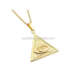 Stainless Steel Pyramid Triangle Eye Necklace, All Seeing Eye Necklace, The Eye of Providence Necklace