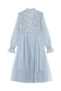 Abito primaverile a maniche lunghe da <span class=keywords><strong>donna</strong></span> con cuciture in pizzo con motivo a tinta unita stile Casual lungo fino al pavimento per il temperamento femminile - Product Image 2