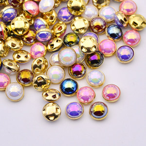 All'ingrosso 8mm per cucire applicazioni di perle bianche per cucire su Strass AB oro argento artiglio pietre di cristallo Flatback rotondo Strass perline - Product Image 3