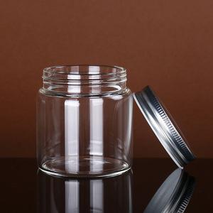 Di alta qualità rotondo chiaro borosilicato barattolo di vetro con coperchio in metallo per la conservazione degli alimenti latte gelatina di olio d'oliva zucchero cibo per bambini gomma da masticare - Product Image 3