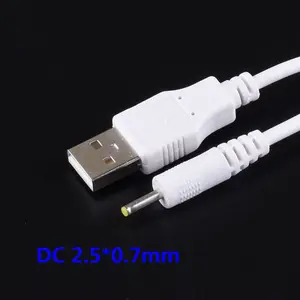 Cabo de carga usb, cabo de chumbo, carregador para tablet android, dc 5v macho, usb para 2.5mm * 0.7mm, cor branca