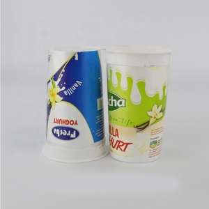 Gobelet en plastique imprimé de logo personnalisé <span class=keywords><strong>pour</strong></span> yaourt Gobelet de yaourt rond jetable de 500ml Emballage IML Gobelets de yaourt glacé en plastique - Product Image 1