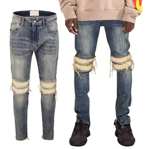 OEM thời trang đường phố của nam giới Skinny Biker Jeans giữa Slim phù hợp với cổ điển thẳng denim quần dây kéo ánh sáng đau khổ không thấm nước OEM - Product Image 6