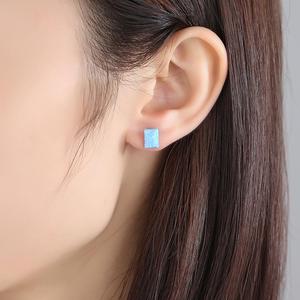 CZCITY Rectangle Fire Blue <strong>Opal</strong> <strong>Stud</strong> <strong>Earrings</strong> for Women <strong>Opal</strong> Jewelry Wholesale <strong>Stud</strong> <strong>Earrings</strong> - Product Image 3