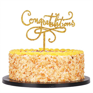 Acrílico Glitter oro felicitaciones de la torta de la graduación fiesta decoración de la boda suministros - Product Image 1