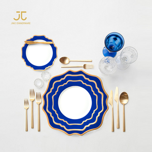 Assiettes à dîner en céramique <span class=keywords><strong>blanche</strong></span> avec bordure dorée en émail JC <span class=keywords><strong>Arcopal</strong></span>, vente en gros - Product Image 3