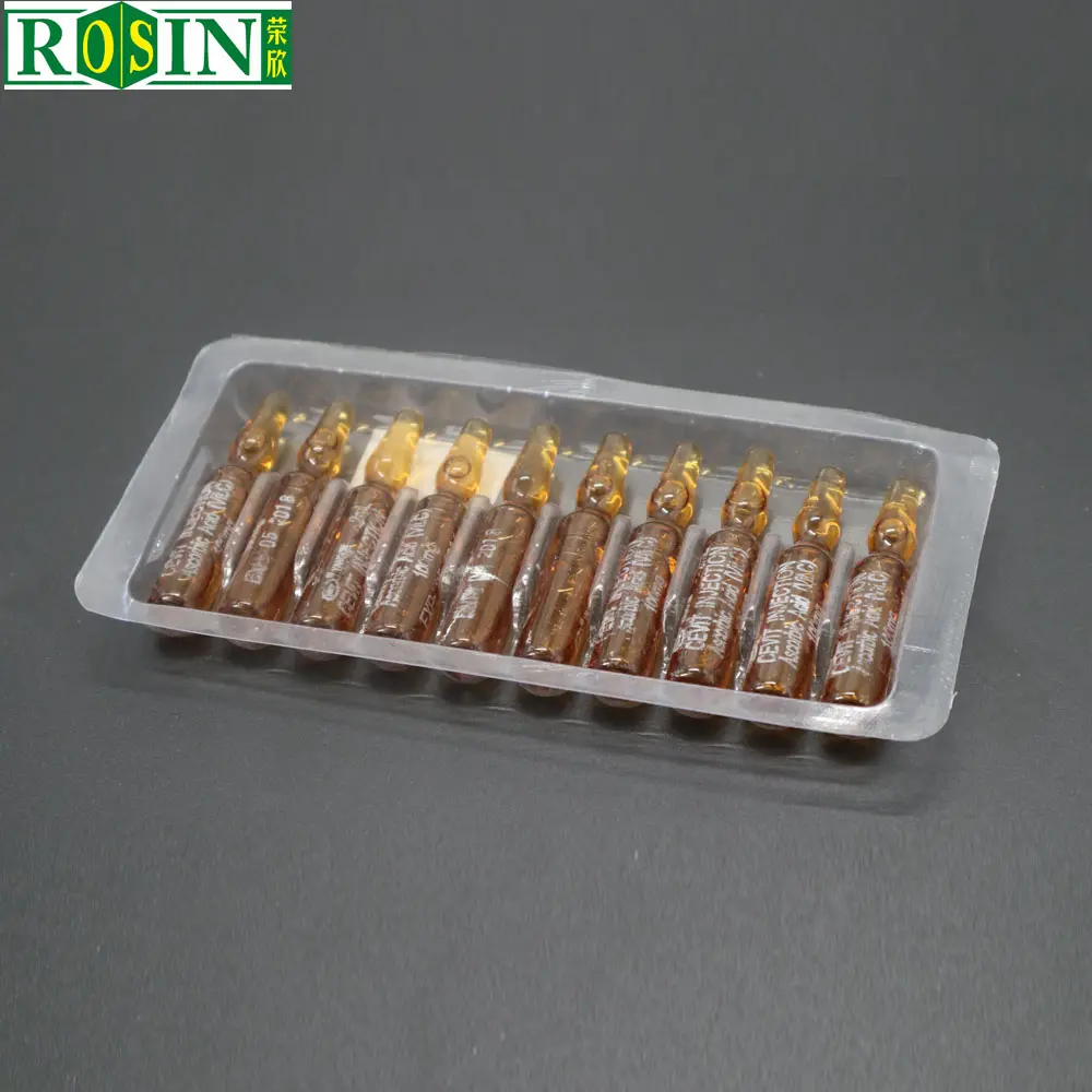 Custom Vacuum Forming Plastic Ampoule Tray Medicine Bottle Blister Packaging 10ml plastic vial tray