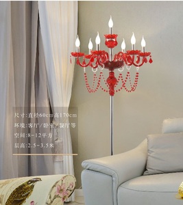 Wholesale 7 Lights Fabric <strong>Lamp</strong> Shade Red <strong>Gold</strong> Crystal Glass Floor <strong>Standing</strong> <strong>Lamps</strong> - Product Image 4
