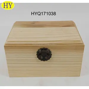 Custom logo unfinished gift craft cedar packing and storage secret money wood box with hinges for sale