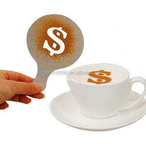 ODM generico 16 pz modello di caffè in plastica stencil <span class=keywords><strong>Cappuccino</strong></span> cioccolato Latte Art stampo strumenti - Product Image 1