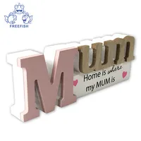 MDF lazer kesim dekoratif ahşap alfabe mektubu, çevre dostu ev küçük dekoratif ahşap 3D alfabesi harfleri